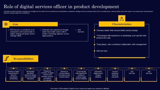 Role Of Digital Services Officer In Product Development Gen Tech Stack Playbook Designs Pdf