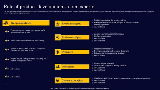 Role Of Product Development Team Experts Gen Tech Stack Playbook Demonstration Pdf