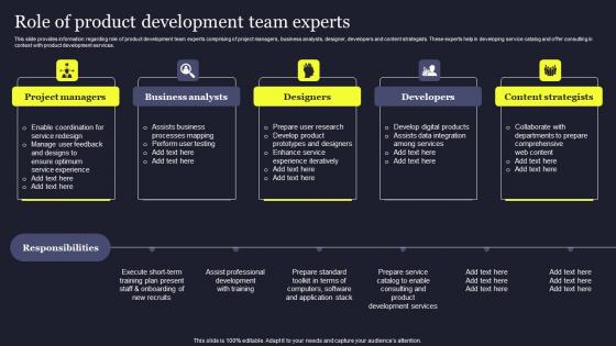 Role Of Product Development Team Experts Playbook For Managing Us Structure Pdf