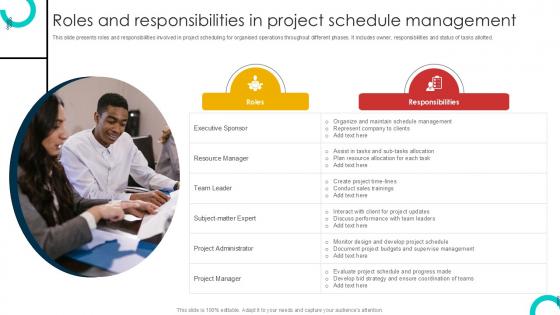 Roles And Responsibilities In Project Schedule Management Techniques PPT Template Roles And Responsibilities In Project Schedule Management Techniques PPT Template
