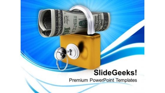 Roll Of American Dollars In Padlock PowerPoint Templates Ppt Backgrounds For Slides 0213 Roll Of American Dollars In Padlock PowerPoint Templates Ppt Backgrounds For Slides 0213