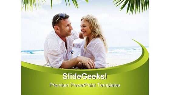 Romantic Couple Beach PowerPoint Backgrounds And Templates 1210