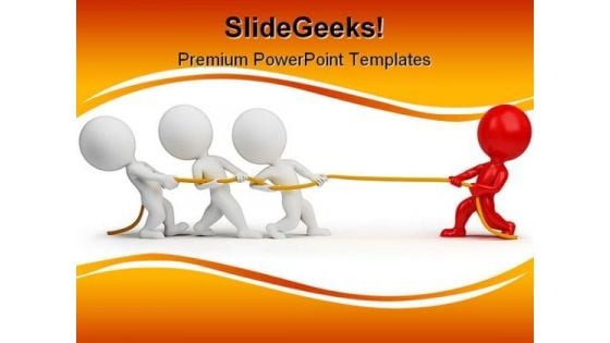 Rope Pulling People Teamwork PowerPoint Backgrounds And Templates 1210