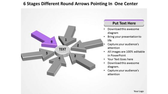 Round Arrows Pointing One Center Business Plan Format Template PowerPoint Templates