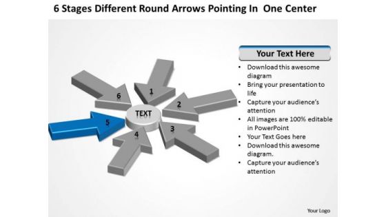 Round Arrows Pointing One Center Ppt Business Plan Template Free Word PowerPoint Templates