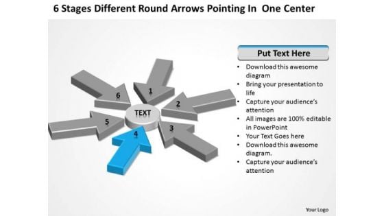 Round Arrows Pointing One Center Sample Business Plan For Restaurant PowerPoint Slides