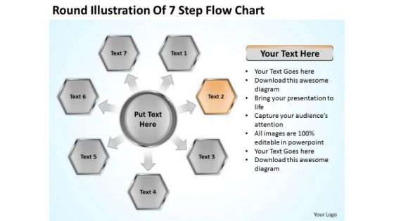 Round Illustration Of 7 Step Flow Chart Business Plans For PowerPoint Slides