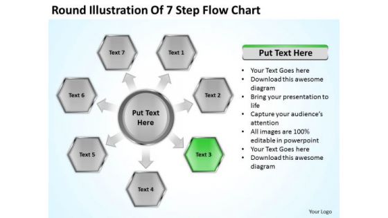 Round Illustration Of 7 Step Flow Chart Consultant Business Plan PowerPoint Slides