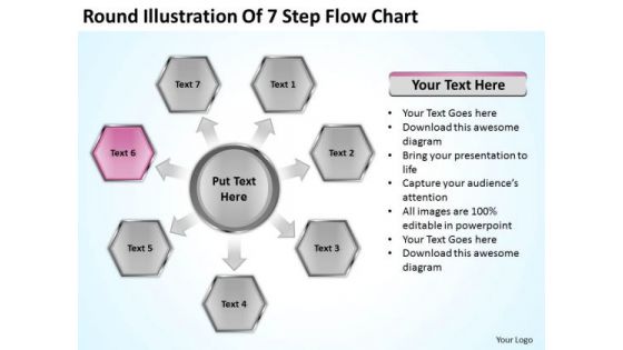 Round Illustration Of 7 Step Flow Chart Ppt Business Plans Pro PowerPoint Slides