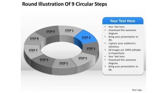 Round Illustration Of 9 Circular Steps Business Plan Template Pages PowerPoint Templates