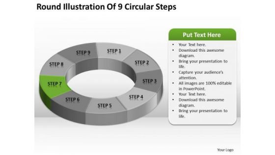 Round Illustration Of 9 Circular Steps Business Plan Template PowerPoint Templates
