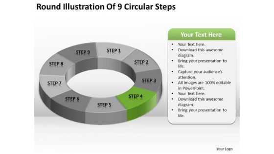 Round Illustration Of 9 Circular Steps Computer Business Plan PowerPoint Slides