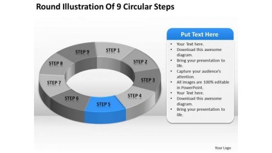 Round Illustration Of 9 Circular Steps Professional Business Plan Template PowerPoint Slides