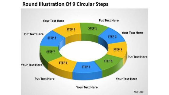 Round Illustration Of 9 Circular Steps Sales Business Plan PowerPoint Slides