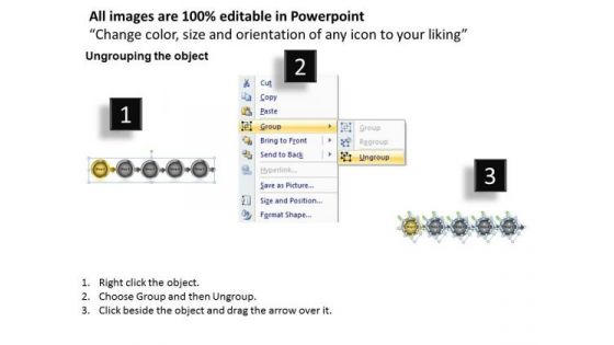 Round Implementation Of 5 Steps Involved Process Electrical Schematic PowerPoint Templates