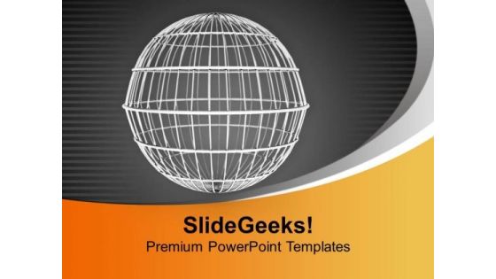 Round Silver Cage On Black Background PowerPoint Templates Ppt Backgrounds For Slides 0313