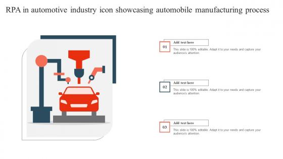 RPA In Automotive Industry Icon Showcasing Automobile Manufacturing Process Graphics Pdf