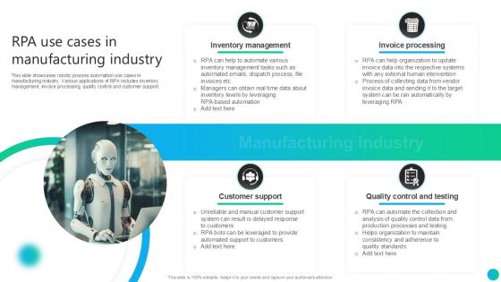 RPA Use Cases In Manufacturing Industry PPT Slide AI SS V RPA Use Cases In Manufacturing Industry PPT Slide AI SS V