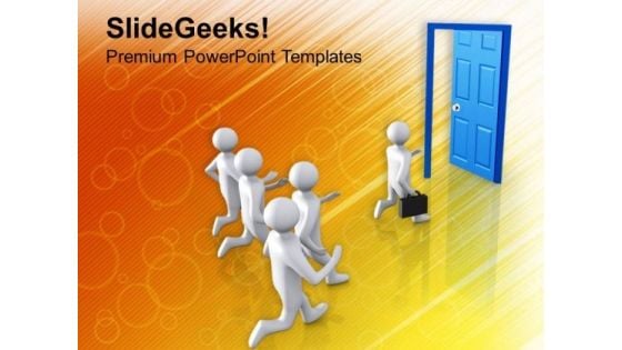 Run Towards The Door Of Opportunity PowerPoint Templates Ppt Backgrounds For Slides 0713