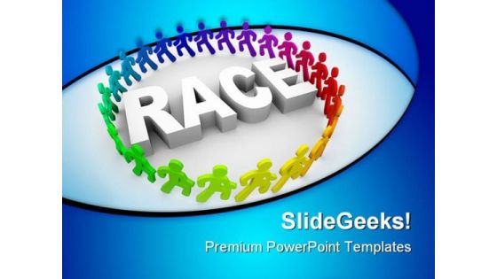 Runners Around World Race Competition PowerPoint Templates And PowerPoint Backgrounds 0611