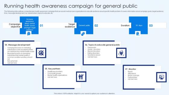 Running Health Awareness Campaign For General Public Healthcare Promotion Diagrams Pdf