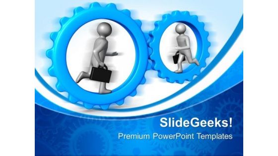 Running Inside A Gear Business PowerPoint Templates And PowerPoint Themes 0612