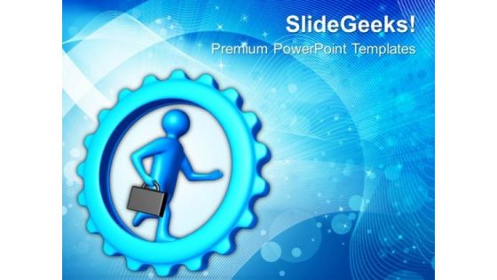 Running Inside Gear Industrial PowerPoint Templates And PowerPoint Themes 0612