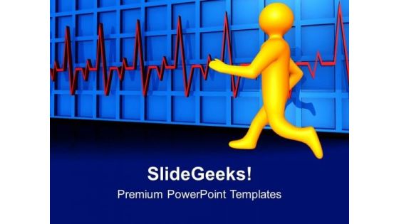 Running Man With Heartbeat Medical PowerPoint Templates Ppt Backgrounds For Slides 0213