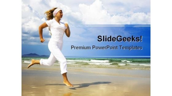 Running On Beach Health PowerPoint Template 1110