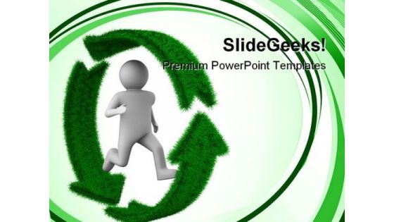 Running Person On Recycle Environment PowerPoint Templates And PowerPoint Backgrounds 0411