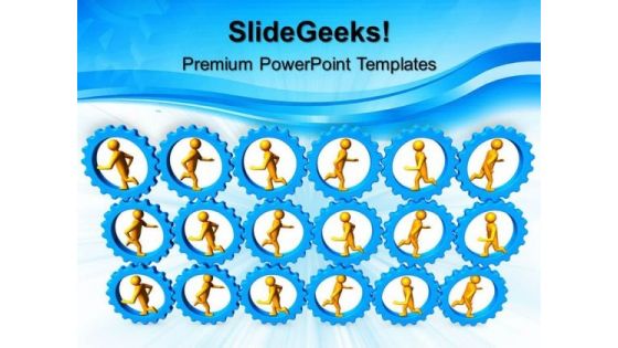 Running Persons In Group Gearwheels PowerPoint Templates And PowerPoint Themes 0512