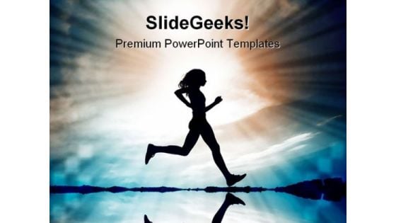 Running Silhouete Beach PowerPoint Templates And PowerPoint Backgrounds 0411