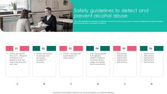 Safety Guidelines Detect Prevent Alcohol Workplace Safety Protocol And Security Practices Clipart Pdf