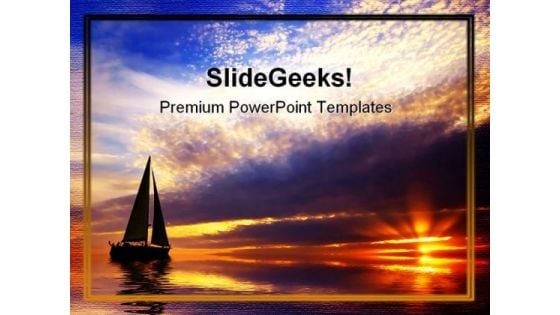 Sailing Sunset Nature PowerPoint Template 1110