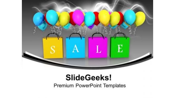 Sale Shopping Bags With Balloons PowerPoint Templates Ppt Backgrounds For Slides 0713