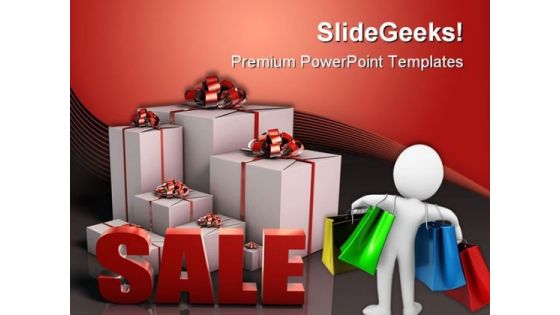 Sale Sign With Gift Boxes Shopping Lifestyle PowerPoint Templates And PowerPoint Backgrounds 0511