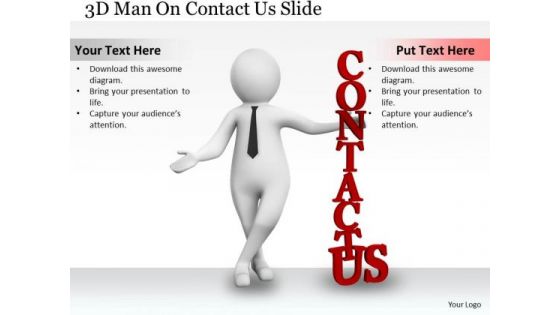 Sales Concepts 3d Man Contact Us Slide Character