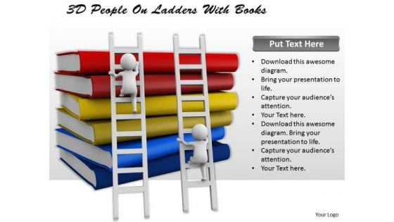 Sales Concepts 3d People Ladders With Books Character Models