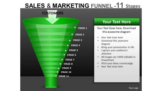 Sales Conversions Funnels Diagrams For PowerPoint