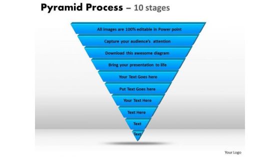 Sales Diagram 10 Staged Reverse Triangle Process Flow Business Cycle Diagram