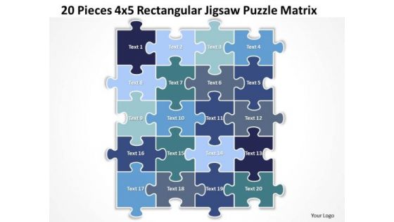 Sales Diagram 20 Pieces 4x5 Rectangular Jigsaw Puzzle Matrix Consulting Diagram