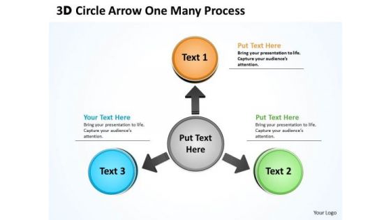 Sales Diagram 3d Circle Arrow One Many Process Strategic Management