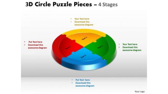 Sales Diagram 3d Circle Puzzle Diagram 4 Stages Consulting Diagram