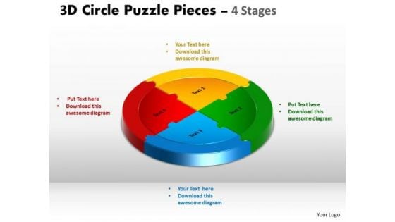 Sales Diagram 3d Circle Puzzle Diagram 4 Stages Slide Circular Strategy Diagram
