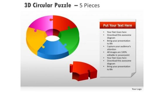 Sales Diagram 3d Circular Puzzle With Pieces Consulting Diagram