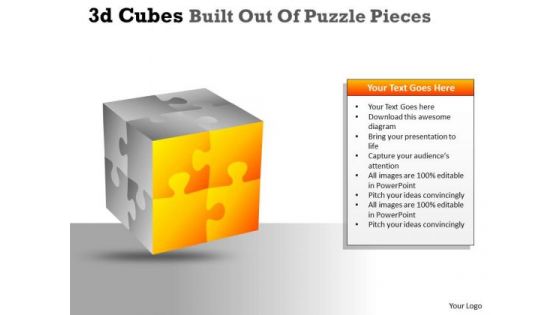 Sales Diagram 3d Cubes Built Out Of Puzzle Pieces Marketing Diagram