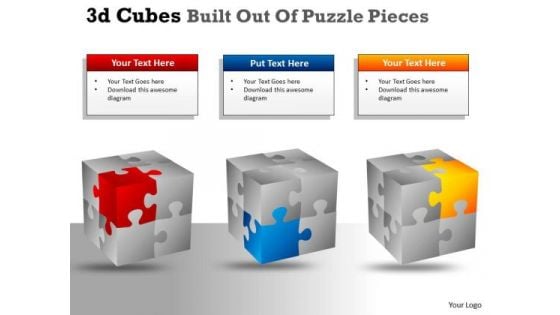 Sales Diagram 3d Cubes Built Out Of Puzzle Pieces Mba Models And Frameworks