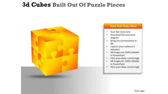 Sales Diagram 3d Cubes Built Out Of Puzzle Pieces Strategy Diagram