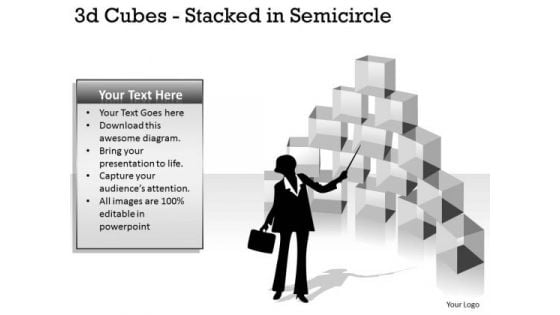 Sales Diagram 3d Cubes Stacked In Semicircle Consulting Diagram