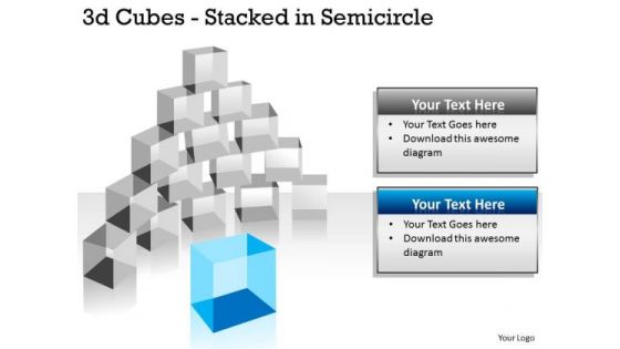 Sales Diagram 3d Cubes Stacked In Semicircle Marketing Diagram